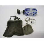 SILVER MESH PURSE, a HM silver mesh purse one other mesh purse together with a opaque glass scent