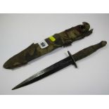 EDGED WEAPON, commando knife with leather sheath