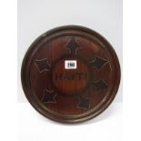 FOLK ART, HAITI,circular mahogany plaque inscribed "Haiti" 10.5" dia, possibly late 18th/early