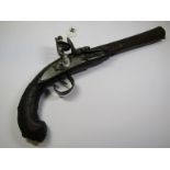 ANTIQUE FIREARM, 19th Century flintlock pistol with pinwork decoration to stock