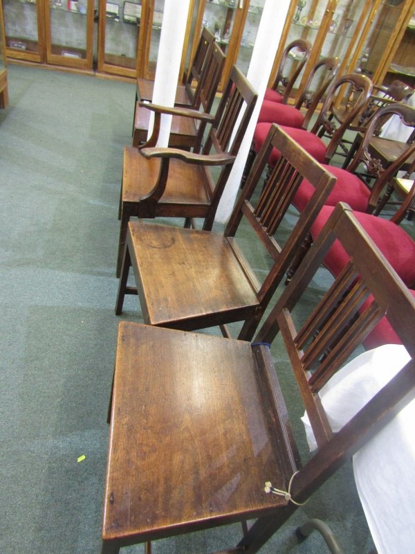 GEORGIAN DINING CHAIRS, set of 4 Georgian mahogany dining chairs with solid seats together with a