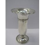 SILVER STEMMED TRUMPET FORM VASE, with weighted base, Birmingham HM, 7" high, 4.5" dia