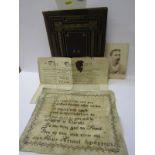 VICTORIAN PHOTO ALBUM, embossed leather album with chromolithograph interior, together with unframed