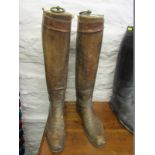 VINTAGE FOOTWARE, pair of gent's leather boots with wooden shoe trees