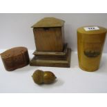 MAUCHLINE TUMBLER HOLDER with Harwich Esplanade transfer, also acorn design thimble holder, card