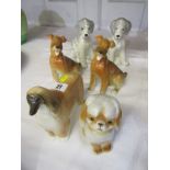 RUSSIAN PORCELAIN DOGS, collection of 6 ceramic dog figures