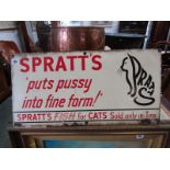 SPRATTS ANIMAL FOOD, rare enamel sign for Spratts, "Put Pussy into fine form" Spratts fish for