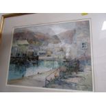 T. DUNMORE, signed watercolour "Polperro Harbour", 10" x 13"