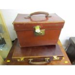 VINTAGE LUGGAGE, leather gent's hat case, stamped "H G S", also Harrods leather brief case