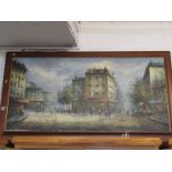 ROBERTSON, signed painting on canvas "Parisian Street Scene", 24" x 27"