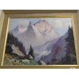 MELZER, signed oil on canvas "Alpine Valley", 15.5" x 18"