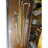 3 SWAGGER STICKS, 1 for West India Regiment, together with 5 bamboo sticks