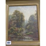 CLARENCE, E. ROE, pair of signed oils on panels "In the Woods above Malvern" and "Monmouth Weir with