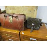 LOUIS VUITTON, 1970s handbag; also vintage leather brief case