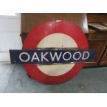 RAILWAY SIGN, British Railways "Oakwood" sign, 52"