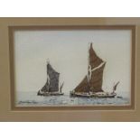 MARINE SCHOOL, Gerald Edwin Tucker, 2 signed watercolour studies, "Fishing Boats", 6" x 8"