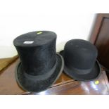 TOP HAT, "Irax" model, together with bowler hat by Dunn