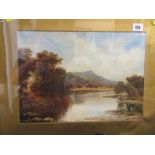 A K BROWN, signed with intitials oil on board "Highland Riverscape", 10.5" x 15"