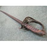 MILITARY, early Victorian shagreen handled officer's sword, drop hand guard