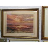W. J. CAPARNE, signed watercolour "Sunset over Rocky Inlet", 18" x 27"