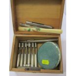 PROPELLING PENCILS, wooden floral decorated box containing small collection propelling pencils,