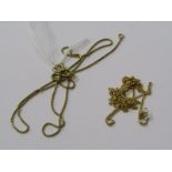 GOLD NECKLACES, 18ct gold fine link necklace 2.6 grams, another fine link necklace 1.8 grams