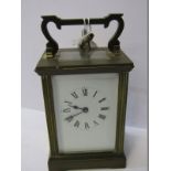 CARRIAGE CLOCK, plain face brass cased carriage clock