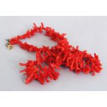 A CORAL NECKLACE, approx. 18.75in long.