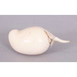 AN EARLY 20TH CENTURY JAPANESE IVORY SCENT BOTTLE, carved in the form of a fruit and with a screw