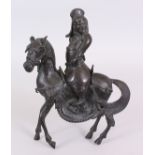 A 17TH/18TH CENTURY CHINESE BRONZE INCENSE BURNER & COVER, cast in the form of a standing horse, its