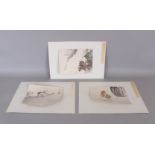 A GROUP OF THREE MOUNTED JAPANESE MEIJI PERIOD PAINTINGS ON PAPER, by Setsudo, Kanrai and Koyo,