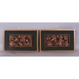 A PAIR OF GOOD QUALITY 19TH/20TH CENTURY FRAMED CHINESE GILT WOOD PANELS, carved and pierced in high