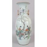 A LARGE 20TH CENTURY CHINESE FAMILLE ROSE PORCELAIN VASE, painted with two female Immortals and a