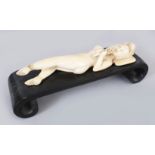 A 19TH/20TH CENTURY CHINESE CARVED IVORY MODEL OF A DOCTOR'S LADY, together with a fitted scroll-