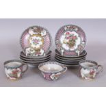 A GROUP OF ELEVEN SAMSON YONGZHENG STYLE FAMILLE ROSE EGGSHELL PORCELAIN SAUCERS, 4.25in diameter;