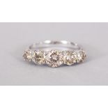 AN 18CT WHITE GOLD FIVE STONE GRADUATED DIAMOND RING of 2cts approx.