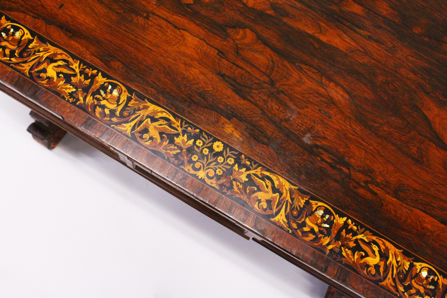 AN EARLY 19TH CENTURY ROSEWOOD AND MARQUETRY LIBRARY TABLE, in the manner of Gillow, the rounded - Image 2 of 16