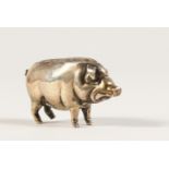 A SILVER PIG PIN CUSHION. 4.5cms long. Birmingham 1905. Maker: S. & Co.