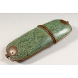 A 19TH CENTURY SHAGREEN SPECTACLE CASE. 7.5ins long.