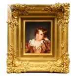A GOOD GILT FRAMED PORTRAIT OF A YOUNG CHILD. 5ins x 3.5ins.
