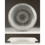 A GOOD LALIQUE CIRCULAR FROSTED BOWL, the rim with flowers. Engraved Lalique, France. 32cms