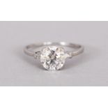 AN 18CT WHITE GOLD SINGLE STONE DIAMOND RING of 2.1cts approx.