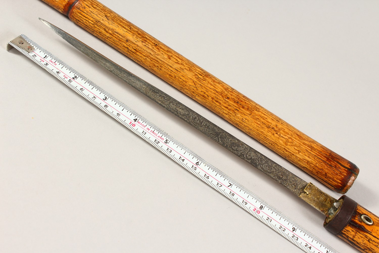 A 19TH CENTURY BAMBOO DAGGER CANE, with ivory pommel. 37ins long. - Image 10 of 10