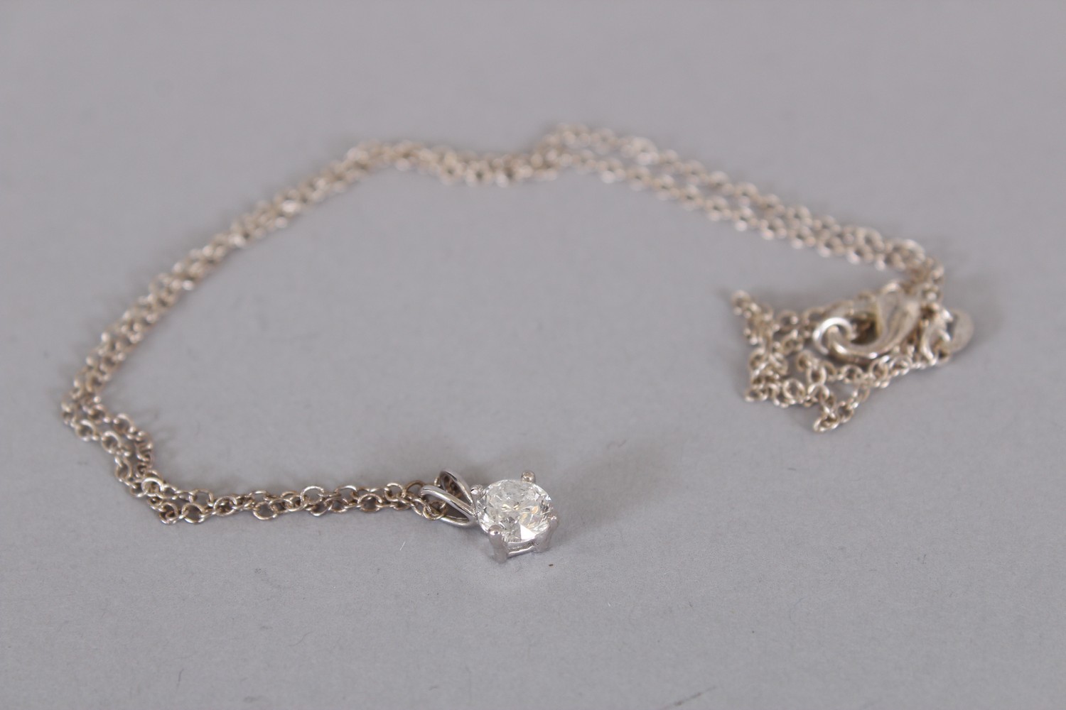 A 14CT WHITE GOLD DIAMOND SINGLE STONE PENDANT NECKLACE of 1ct. - Image 2 of 2