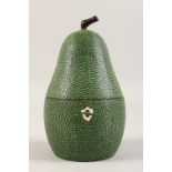 A GOOD FAUX-SHAGREEN PEAR TEA CADDY.