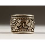 A CHINESE SILVER ARCHERS RING.