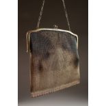 A .935 SILVER MESH EVENING BAG, with leather inside.