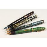 FOUR VARIOUS FOUNTAIN PENS.