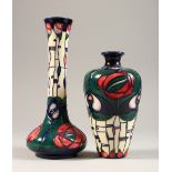 A TALL NECKED VASE, 1995, 8ins high, and ANOTHER, 1995.