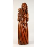 A 17TH-18TH CENTURY DUTCH CARVED WOOD MADONNA AND CHILD. 2ft 9ins high.